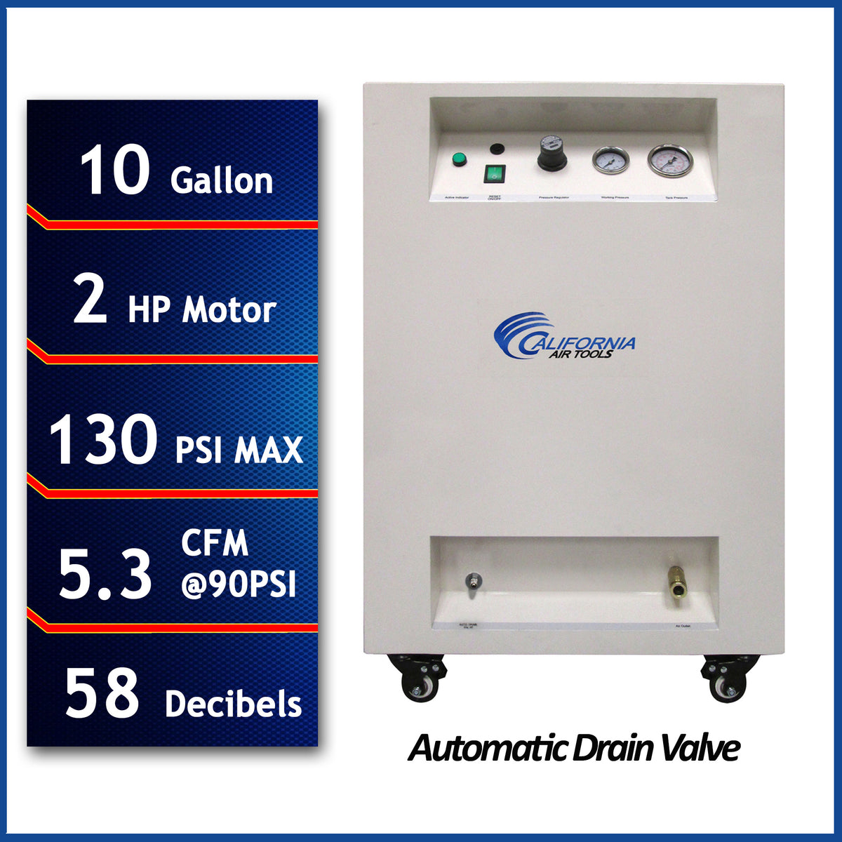 California Air Tools 10020SPCAD Ultra Quiet  & Oil-Free   2.0 Hp 10.0 Gal. Steel Tank Air Compressor  in Sound Proof Cabinet