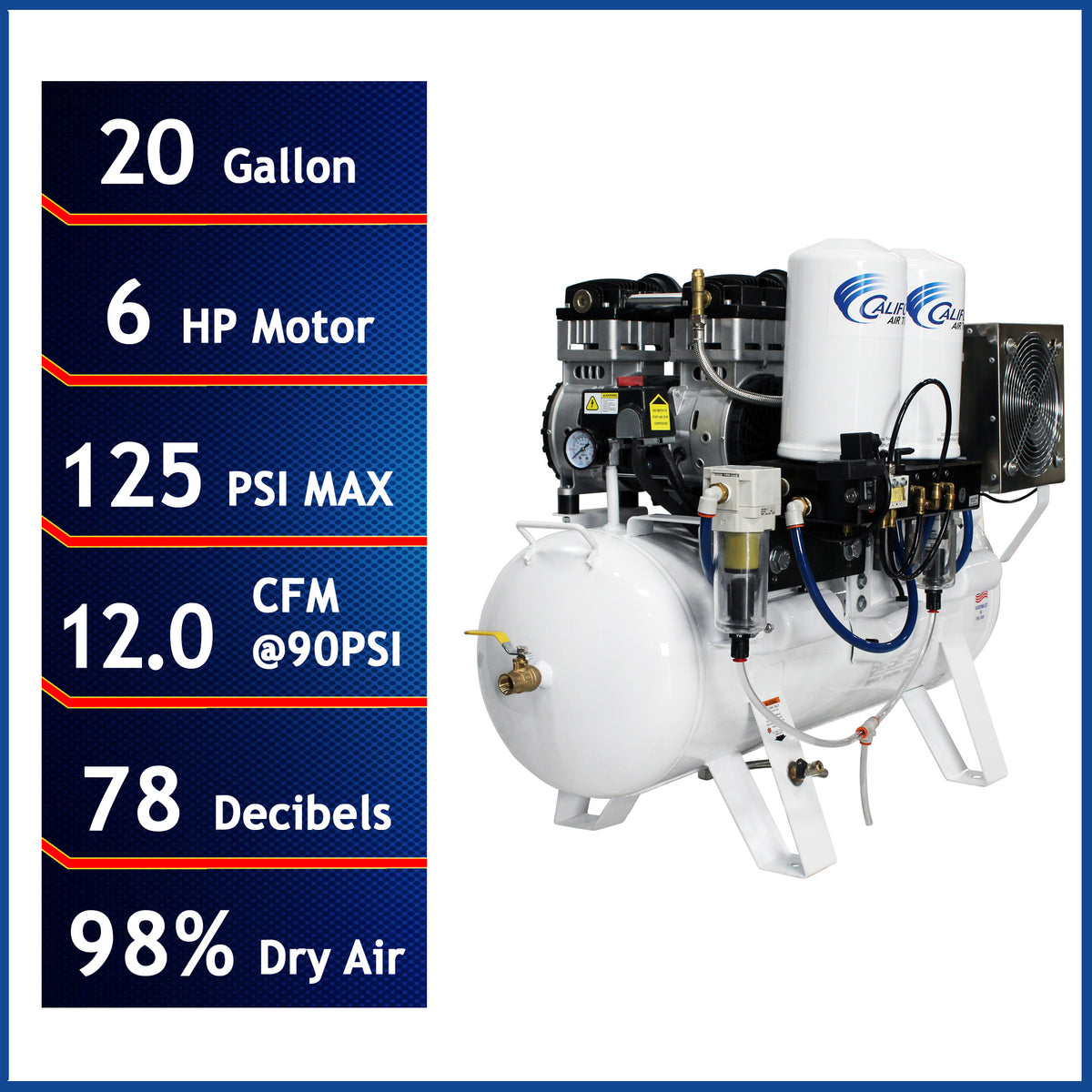 California Air Tools 20060DCC Ultra Quiet & Oil-Free 6.0 Hp, 20.0 Gal. Steel Tank Air Compressor with Dolly