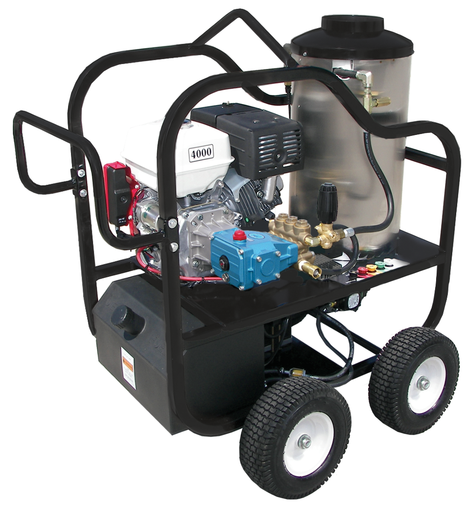 4012-10C Portable Hot-Water Pressure Washer, 4,000 PSI, 4 GPM, Honda GX390, CAT Pump