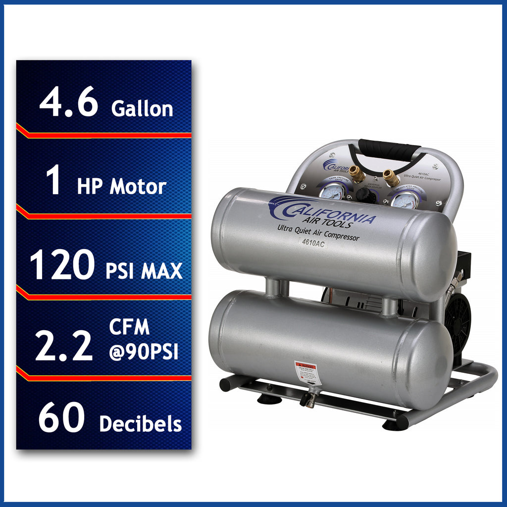California Air Tools 4620AC Ultra Quiet  & Oil-Free  2.0 Hp, 4.0 Gal. Aluminum Twin Tank Air Compressor