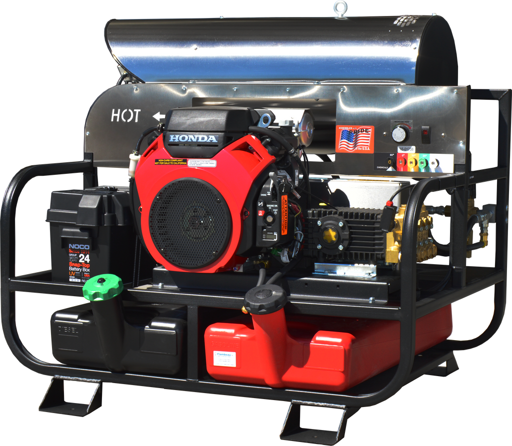 6012PRO-10G Belt-Drive Hot-Water Skid Pressure Washer, 4,000 PSI, 5.5 GPM, Honda GX630, General Pump