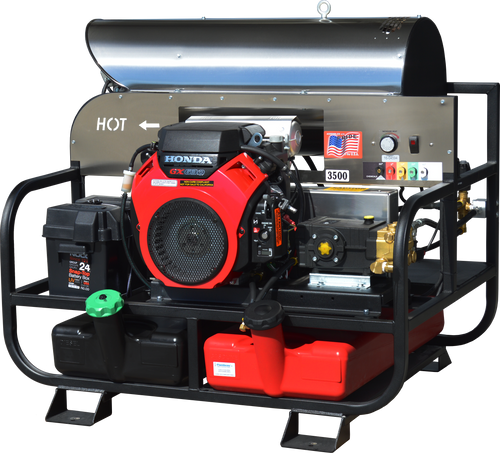 6012PRO-10G Belt-Drive Hot-Water Skid Pressure Washer, 4,000 PSI, 5.5 GPM, Honda GX630, General Pump