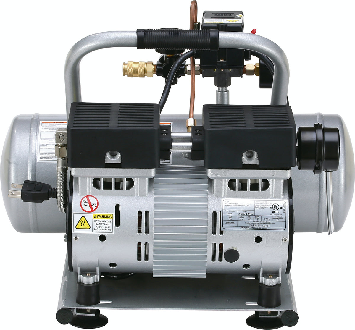 California Air Tools 2010A Ultra Quiet & Oil-Free 1.0 Hp, 2.0 Gal. Aluminum Tank Air Compressor