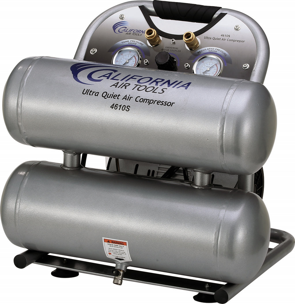 California Air Tools 4610S Ultra Quiet  & Oil-Free  1.0 Hp, 4.6 Gal. Steel Twin Tank Air Compressor