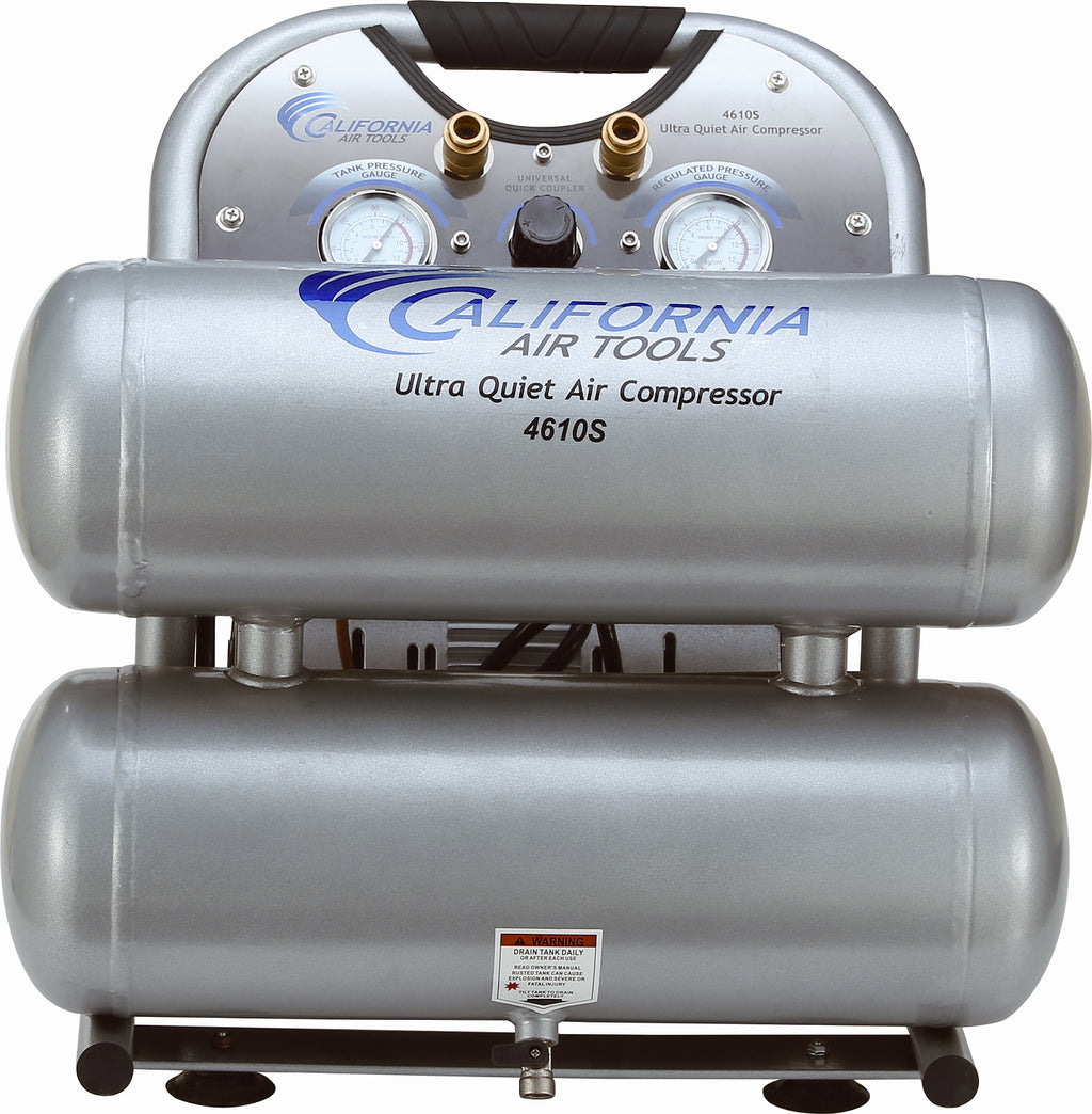 California Air Tools 4610S Ultra Quiet  & Oil-Free  1.0 Hp, 4.6 Gal. Steel Twin Tank Air Compressor