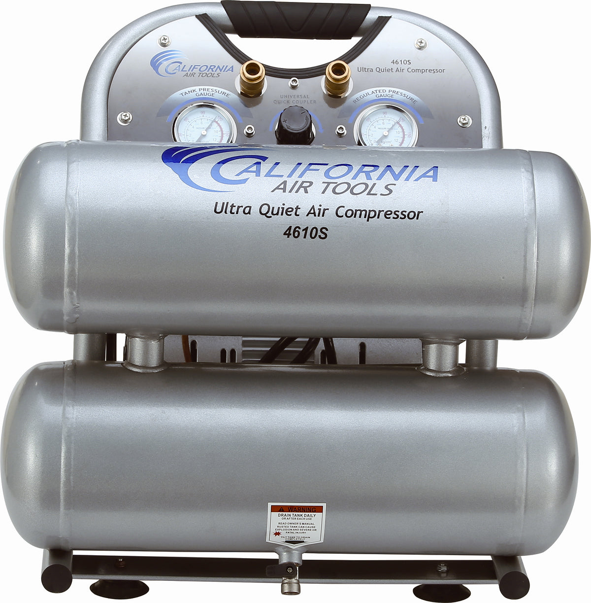 California Air Tools 4610S Ultra Quiet  & Oil-Free  1.0 Hp, 4.6 Gal. Steel Twin Tank Air Compressor