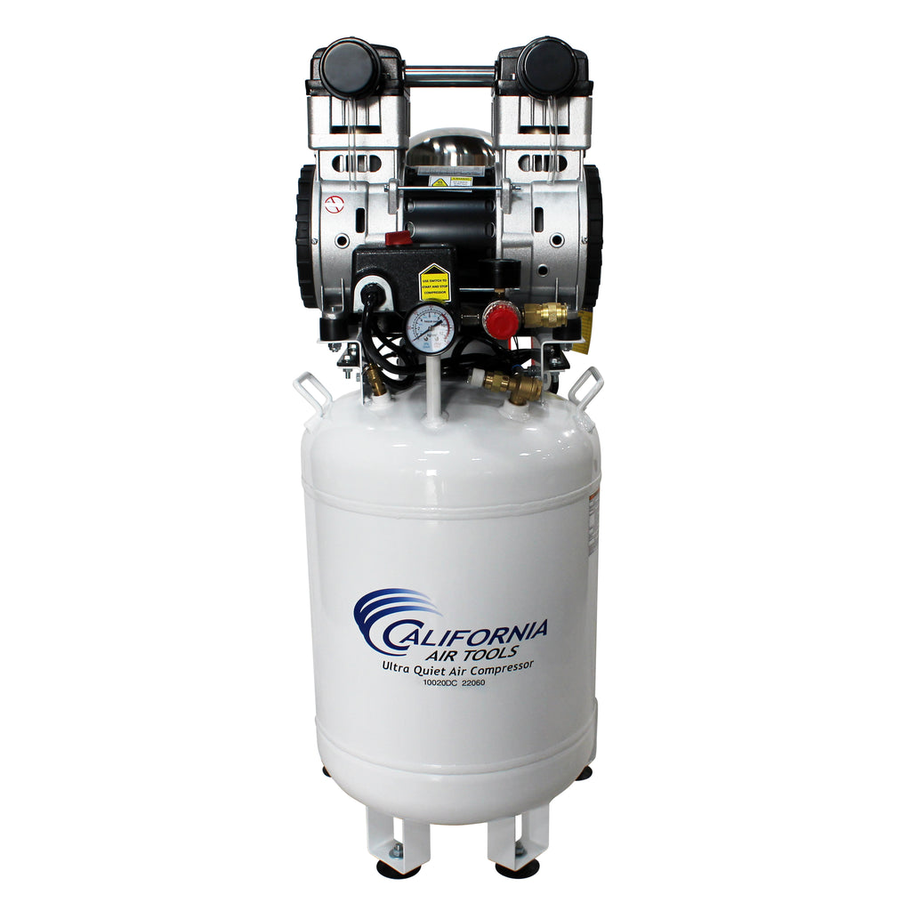 California Air Tools 10020DC-22060 Ultra Quiet  & Oil-Free  2.0 Hp, 10.0 Gal. Steel Tank Air Compressor with Air Drying System  (220V 60Hz)