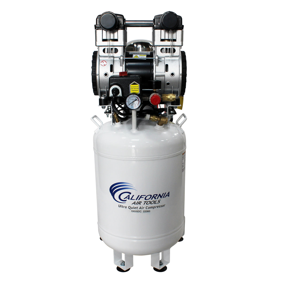California Air Tools 10020DC-22060 Ultra Quiet  & Oil-Free  2.0 Hp, 10.0 Gal. Steel Tank Air Compressor with Air Drying System  (220V 60Hz)