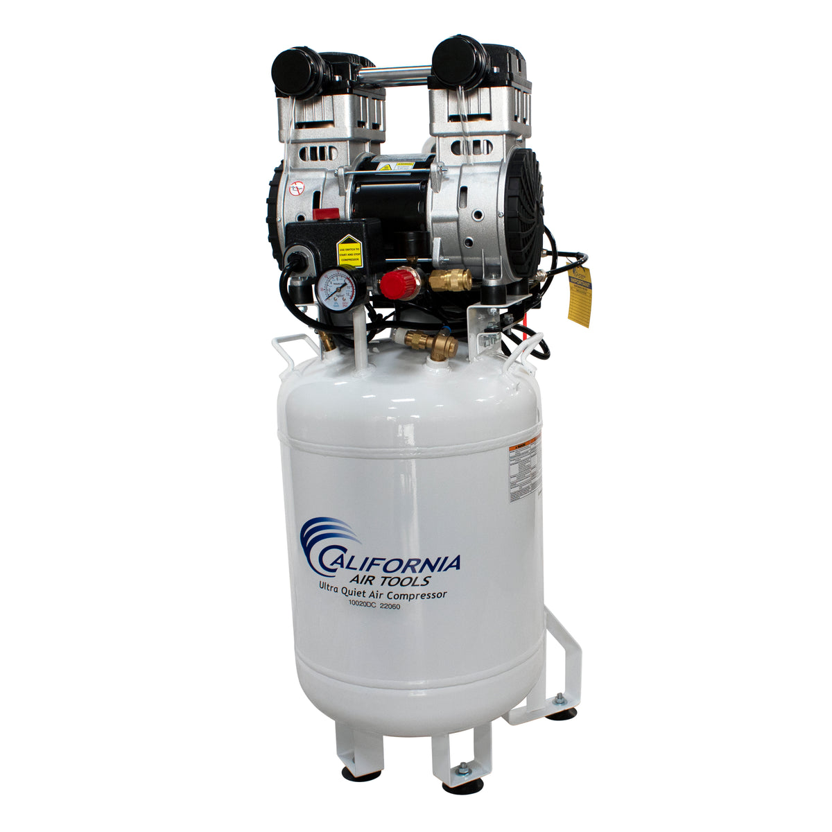California Air Tools 10020DC-22060 Ultra Quiet  & Oil-Free  2.0 Hp, 10.0 Gal. Steel Tank Air Compressor with Air Drying System  (220V 60Hz)
