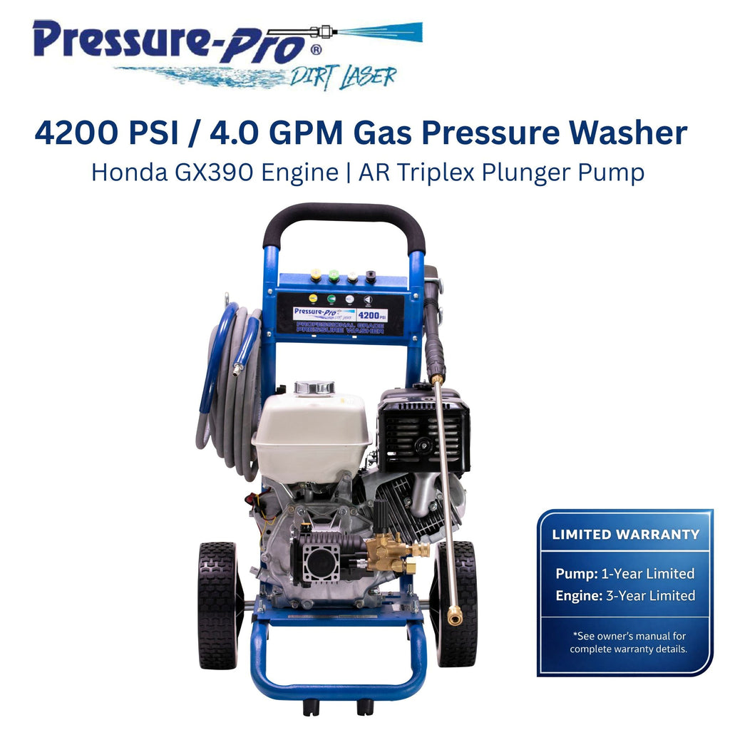 Dirt Laser PP4240H Gas Pressure Washer, 4,200 PSI, 4 GPM, Honda GX390