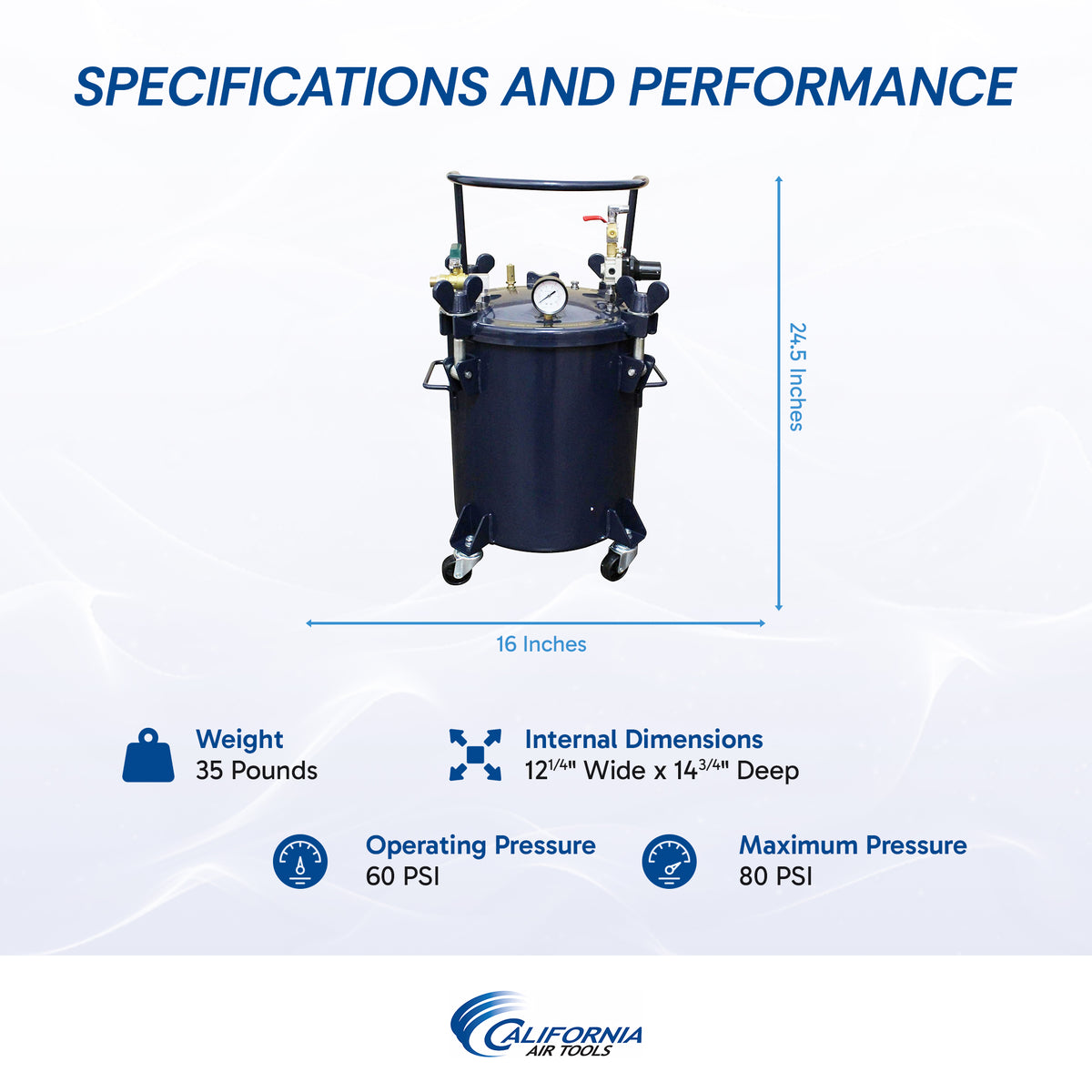 California Air Tools 365C 5 Gallon Pressure Pot for Casting